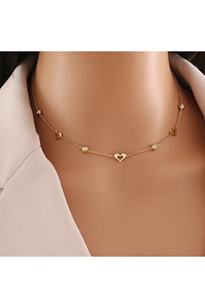 Choice YC4814-1 New Fashionable and Simple Zircon Chain Heart-shaped Necklace...