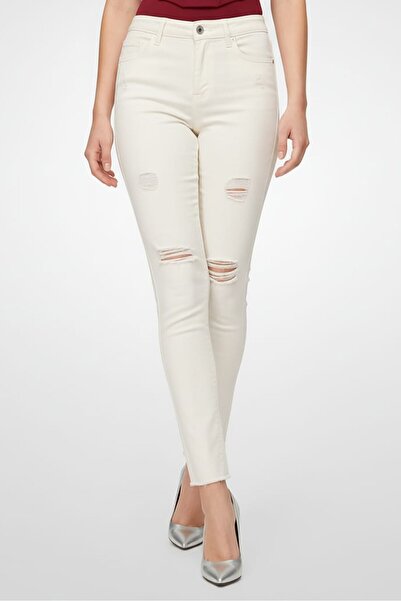 Don't Call Me Jennyfer Women Skinny Fit Ripped Stretchable Denim, White