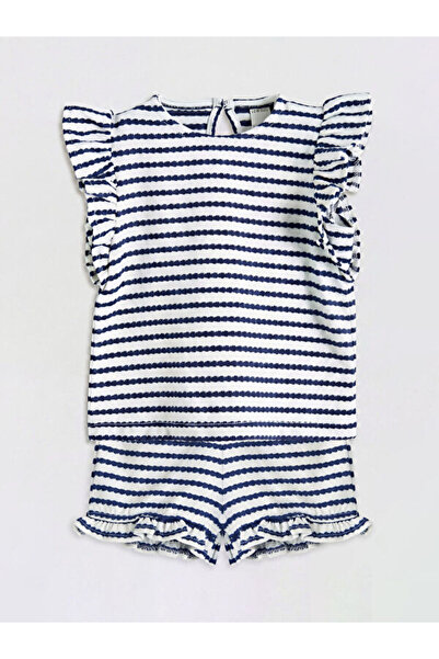 LC Waikiki Rmz Gi̇yi̇m Farkiyla Striped Baby Girl Shorts Set