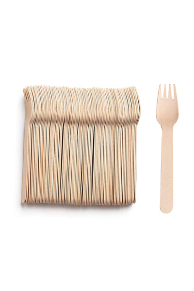Choice fork-50PCS 50PCS Disposable Wooden Spoon Fork Cutlery Set Wedding Birt...