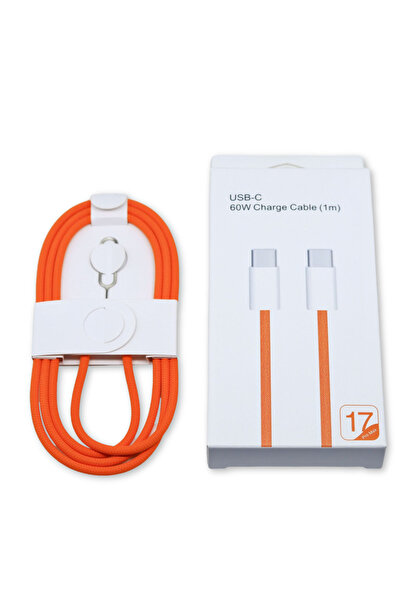 Choice كابل شحن سريع USB-C برتقالي 60 واط مضفر لهواتف آيفون 15 و16 بلس و15 و1...