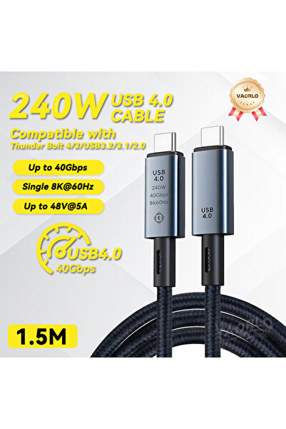 Choice كابل USB4 بطول 1.5 متر، 40 جيجابت في الثانية، 240 واط، 8K، لـ Thunderb...