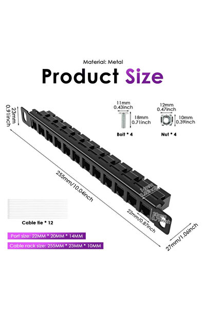 Choice 12 Port 10inch 12 Port Patch Panel 10inch 0.5U CAT6 Network Patch Pane...