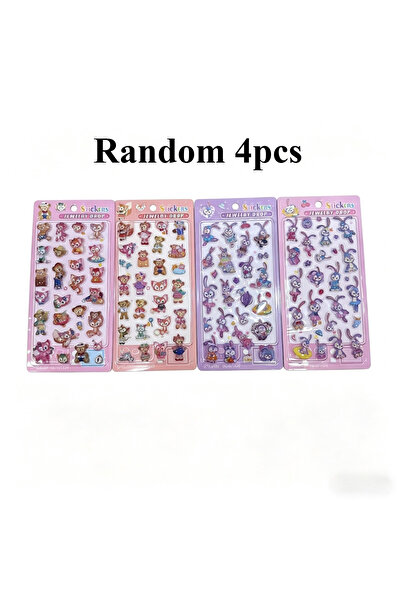 Choice4 A Random 4pcs New Cute Kawaii Cartoon Creative Crystal Sticker Diary ...