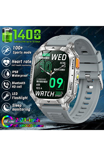 Choice13 Grey New 1400 mAh Battery Smartwatch Men IP68 Waterproof Flashlight ...