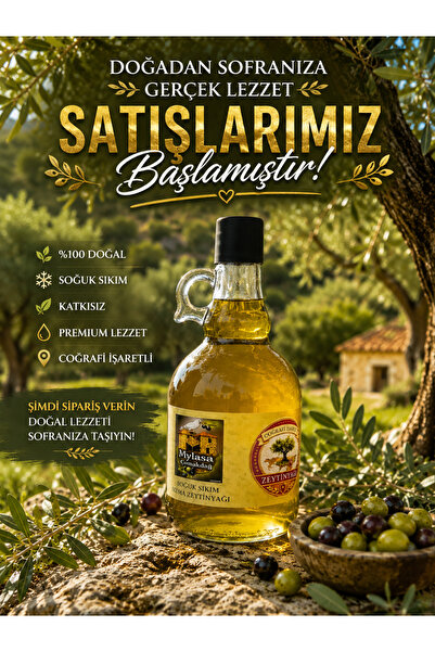 Milas Zeytinyağı Soğuk Sıkım Sızma cam şişe Mylasa Çomakdağ