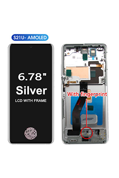 Choice شاشة AMOLED جديدة بإطار فضي لهاتف S21 Ultra 5G، شاشة LCD تعمل باللمس م...