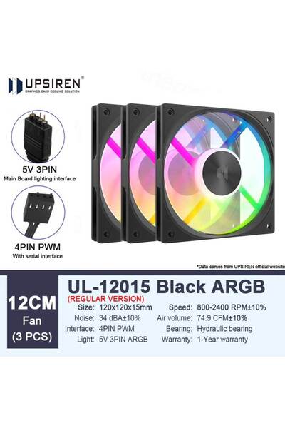 Choice1 مراوح يحافظ على البرودة هيكل رفيعة من نوع UPSIREN UL-12015B ARGB، لون...