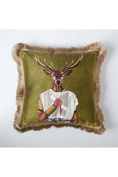 VİTELLİ Deer Roman Dekoratif Püsküllü Kırlent Kılıfı 1 Adet 50x50 cm