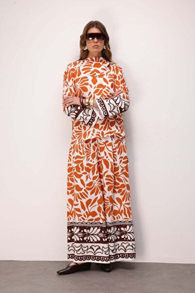 Mahal Kahma Contrast Leaf Patterned Trousers