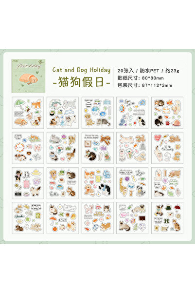 Choice A0004 Cute Pets Market Series 20-Sheet Square Sticker Book Cute Cat an...