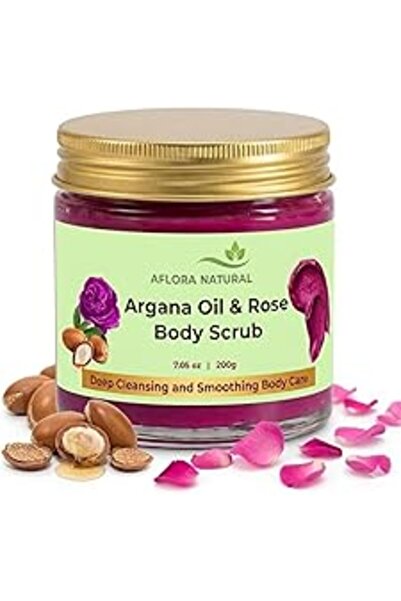 AFLORA Argan Oil and Rose Sugar Scrub, 200g, Gentle Nourishing Body Exfoliato...