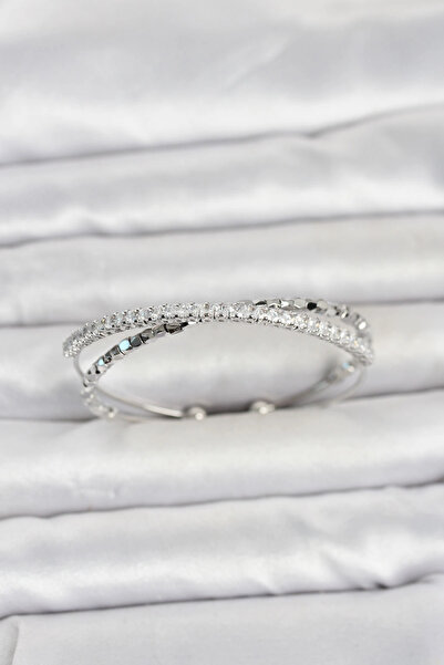 Clariss Brass Silver Color Zircon Stone and Dorica Model Women's Bracelet