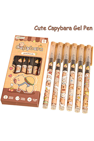 Choice JETTING 6Pcs Kawaii Capybara Gel Pens Writing Smooth Black Ink Pens Of...