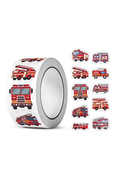 Choice H0286-1inch 500PCS Fire Truck Roll Stickers Graffiti Cartoon Art Gift ...