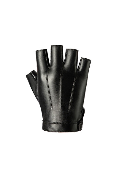 Choice1 Buckle Fingerless Men Gloves PU Leather Motor Punk Gloves Male Mitten...