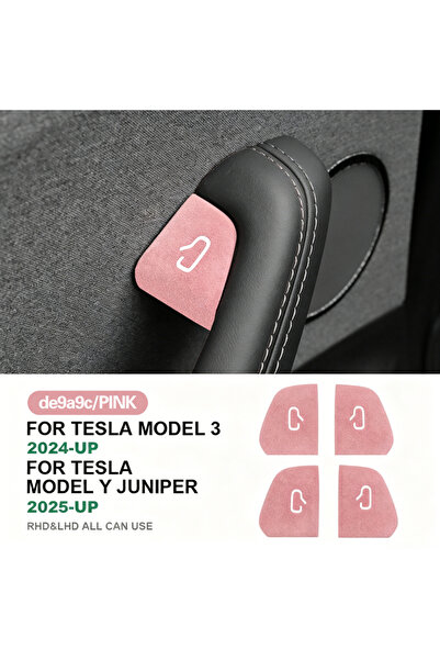 Choice3 Pink-4pcs Italian Top Suede Door Switch Patch Trim Cover for Tesla Mo...