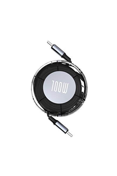 Choice1 كابل شحن سريع قابل للسحب من النوع C إلى USB C بقوة 100 واط باللون الأ...