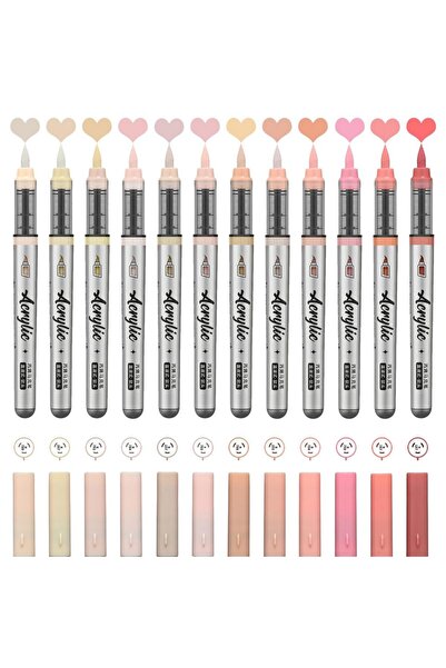 choice2 Flesh Tone Series Acrylic Paint Markers ,12 pcs Brush Tip Acrylic Pai...