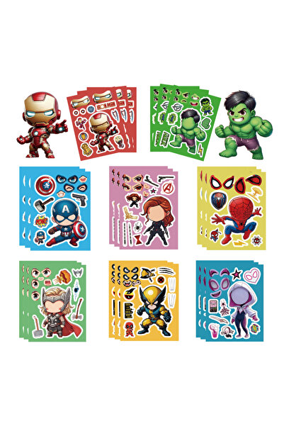 Choice 16sheets 8/16Sheets Marvel Avengers Make a Face Puzzle Stickers Spider...