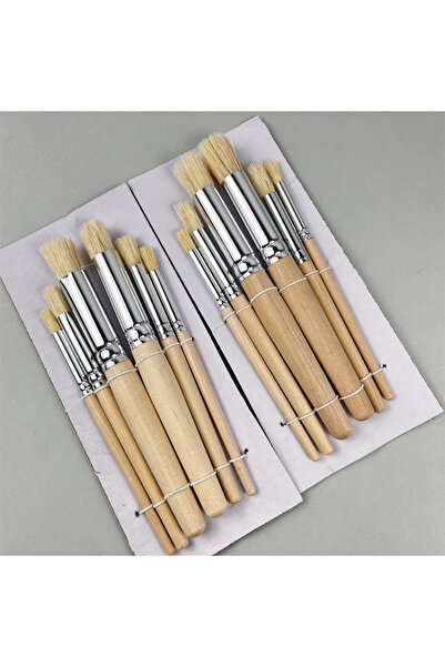 Choice1 12 PCS 6/12/18pcs Stencil Paint Brushes Set Bristle Hair Wooden Handl...