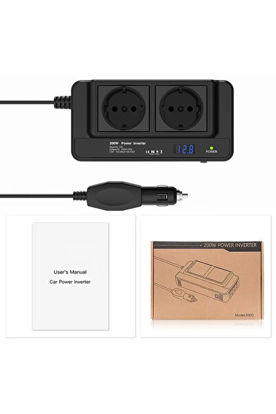 Choice black 200W vehicle inverter, converting 12V DC to 220V AC, featuring t...