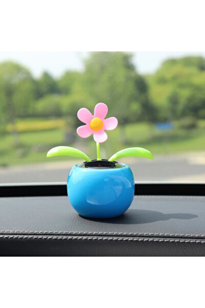 Choice5 Blue Unique -Shaped Solar Flower Car Decoration Vibrant Swinging Sunf...