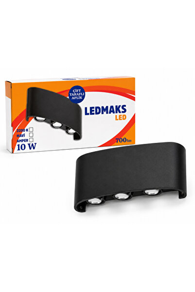 LEDMAX Ledmaks 10W Çift Taraflı LED Aplik Siyah Kasa 3200K Gün Işığı Duvar Ap...