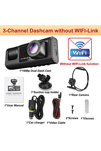 Choice6 كاميرا لوحة القيادة للسيارات 32G X01-NO WIFI-3CAM مع تطبيق واي فاي، م...