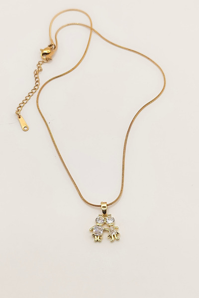 Burcu Dinçer Accessories Kadın Zirkon Taşlı El Ele Çift Figürlü Kararmaz Çeli...
