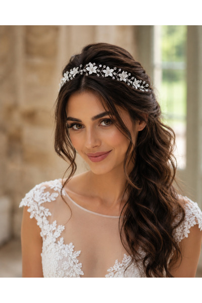 stil+o aksesuar.com Special Design Handmade Crystal Beaded Floral, Bridal Cro...