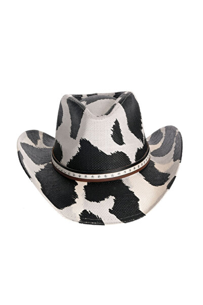 meli melo Palarie cowboy cu imprimeu alb-negru si accente western