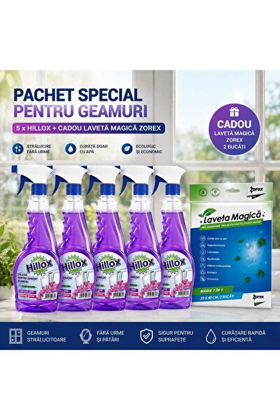 Hillox Special Window Cleaning Package 750ml x 5 + Gift Zorex Magic Cloth 2 P...