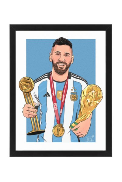 Boomah Accessories Messi Argentina Illustration Poster with Frame 50x40cm