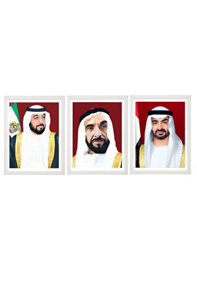 Boomah Accessories لوحة رسمية من 3 قطع لشيخ خليفة مع شيخ زايد وشيخ محمد بن زا...