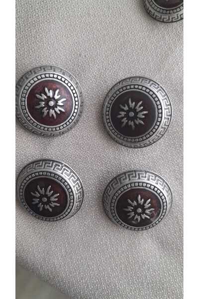 ILCARE Antique Silver Plated Mineli Metal Button 24 mm 4 Pieces