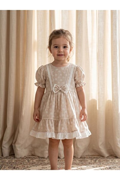 Cherrys Bebek Daisy Patterned Skirt with Ruffles Girls' Dress