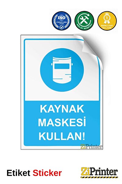 ZiPrinter استخدم قناع اللحام! ملصق لافتة تحذيرية isg مقاس 25x35 سم
