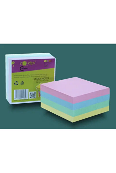 RO-CLIPS Cub Notite Autoadeziv 75x75 mm - 4 Culori Pastel