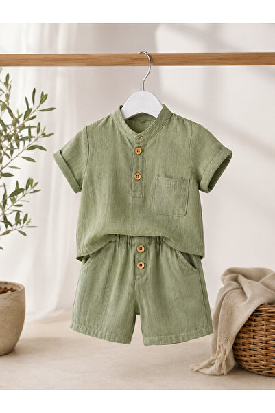 mini kanka Costum de vară pentru băieți de 3-6 ani, 100% bumbac muselină, cu ...