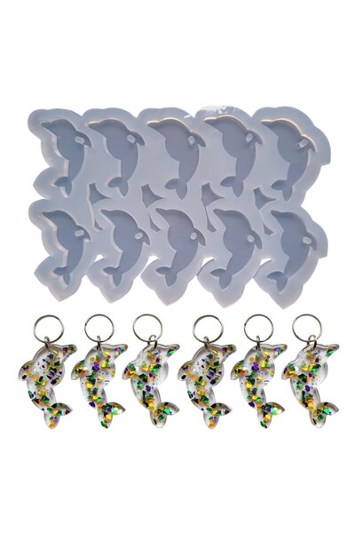 Eminonutoptanci Epoxy Silicone Mold Multiple Dolphin Fish Mold Dolphin Keycha...