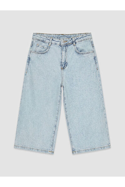 LC Waikiki Pantaloni scurți din denim pentru fete, cu broderie florală, Spark...