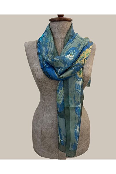 Pure Silk Atelier %100 Saf İpek Van Gogh Yıldızlı Geceler Desenli Lüks Fular ...
