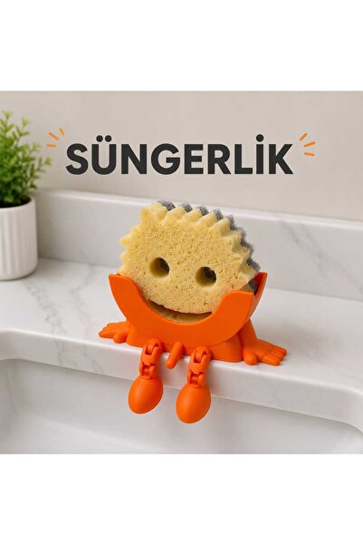 Luvena Sevimli Süngerlik Mutfak Evye Sünger Tutucu | Lavabo Kenarı Sünger Org...
