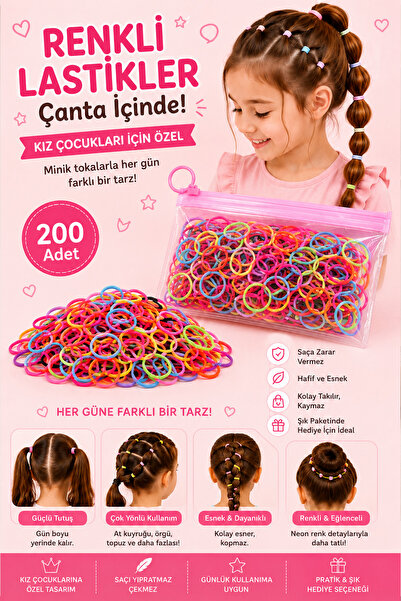 Trend Mix Kids 200 Pieces Colorful Mini Rubber Hair Clips Girls' Hair Rubber ...