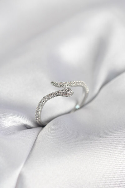 Generic Brand Silver Color Snake Model Zircon Stone Women's Ring 5886