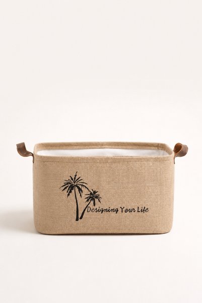 Dathcha Jute Fabric Organizer Basket 34X24X20 cm Open Mouth Organizer Basket Shelf Cabinet Bathroom Organizer