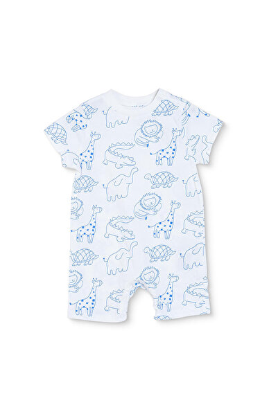 ebebek Hello Baby HelloBaby Erkek Bebek Kısa Tulum Hayvan Baskılı Çıtçıtlı Bi...