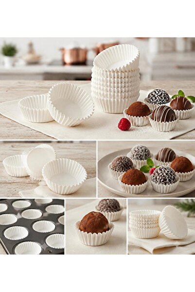 L'Opaline Mini Boy Beyaz Muffin Truff Çikolata Kek Brownie Kalıbı 30x12 Mm Takribi 33 Adet