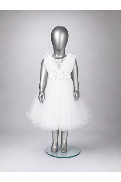 Asortix Girl's Layered Tulle Princess Wedding Dress Evening Gown with Bow on ...